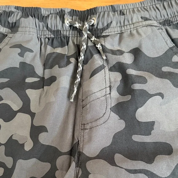 Boys Black Camouflage Nylon Drawstring Cargo Shorts - Picture 2 of 10